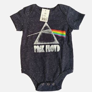 Pink Floyd Infant Baby 0-3mth Bodysuit Prism Logo Navy Sparkle NEW